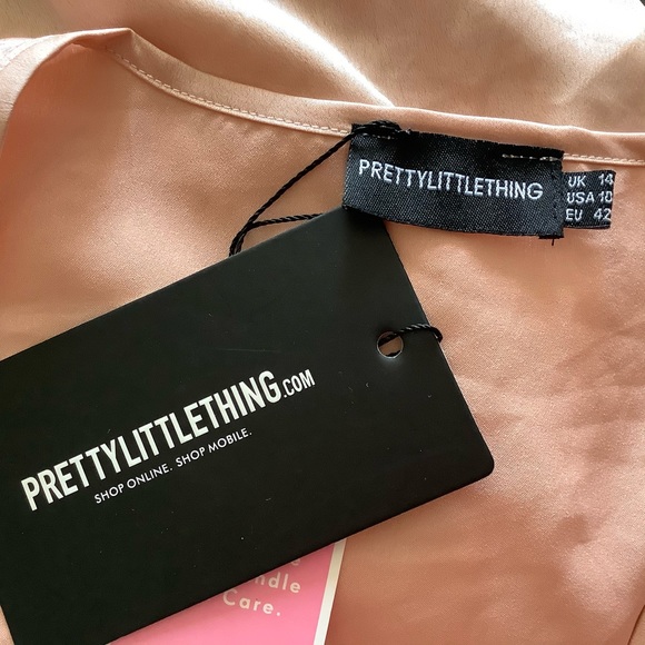 Pretty little Thing 10 Gold Pink Satin Dress - Picture 6 of 7